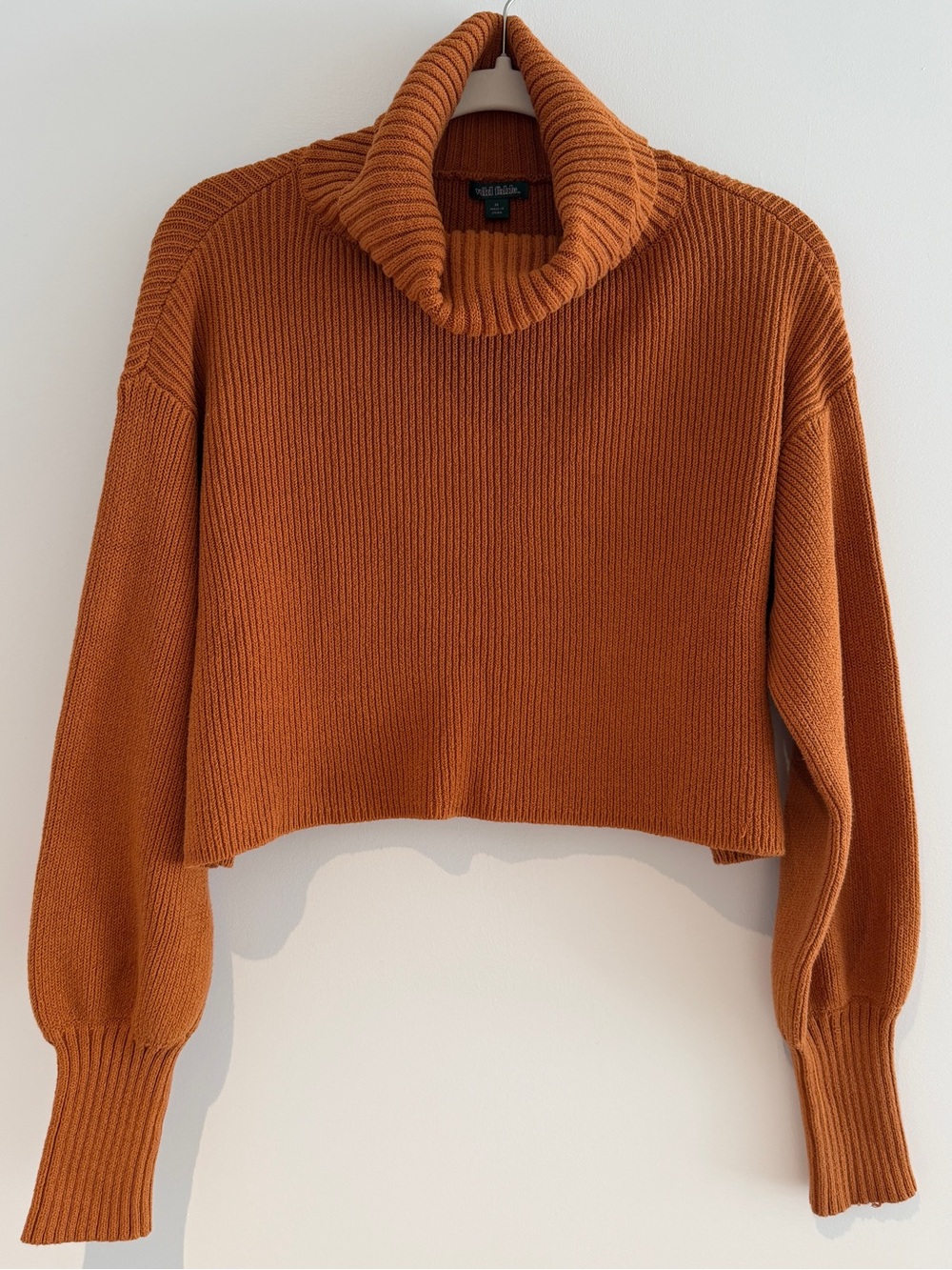 Cropped Orange Turtleneck Sweater